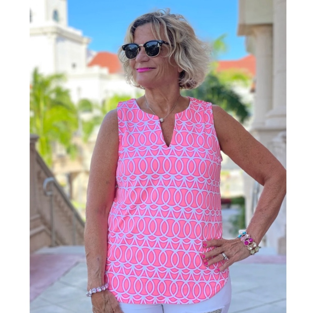 NWT  Lulu B’s  Candy Pink V Neck Sleeveless Top - Size XL Perfect Pink!